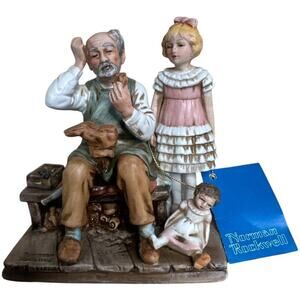 Vintage 1979 Norman Rockwell Museum Porcelain Figurine The Shoemaker and Girls